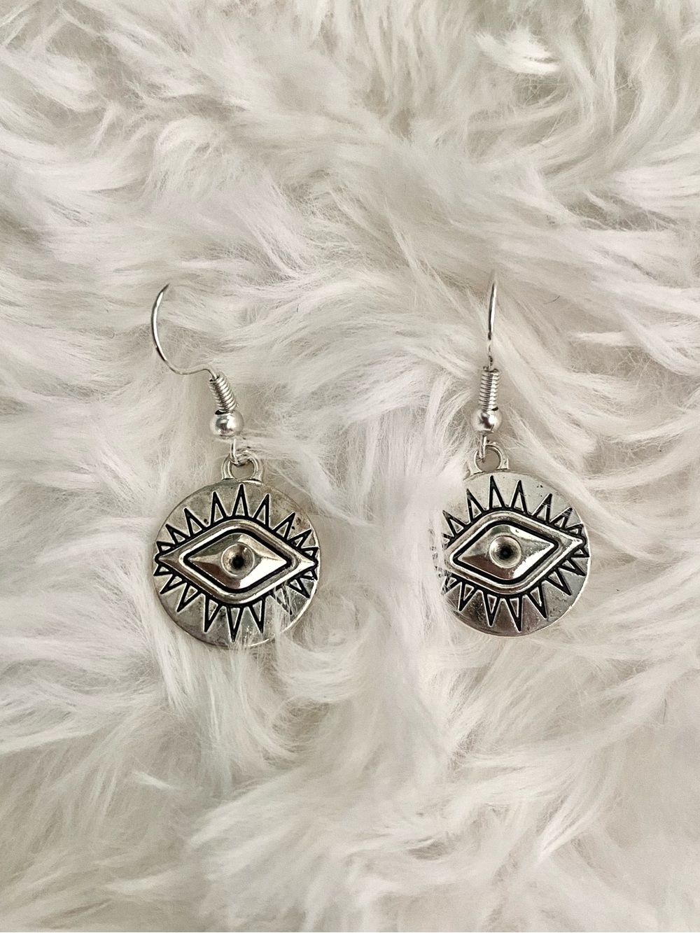 Silver Eye Motif Drop Earrings - Women Jewelry